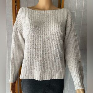 Old Navy Cream Oatmeal Boatneck Sweater with Multicolored Speckles Size XS